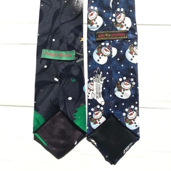 2 Christmas Ties Hallmark & Jingle Bells Brands  Santa Snowmen Candy Canes - Picture 4 of 9